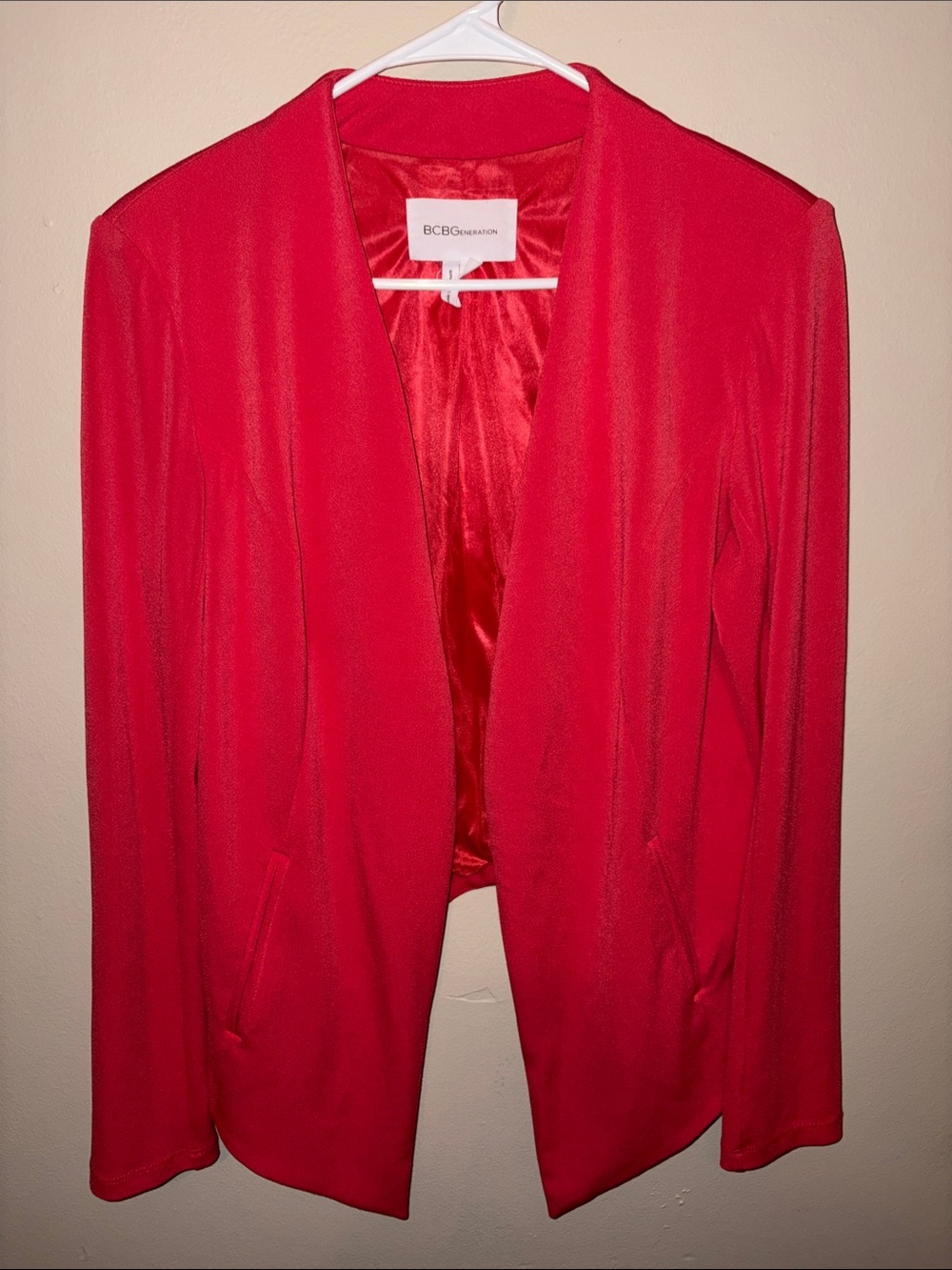 BCBGeneration coral Red Open-Front Blazer